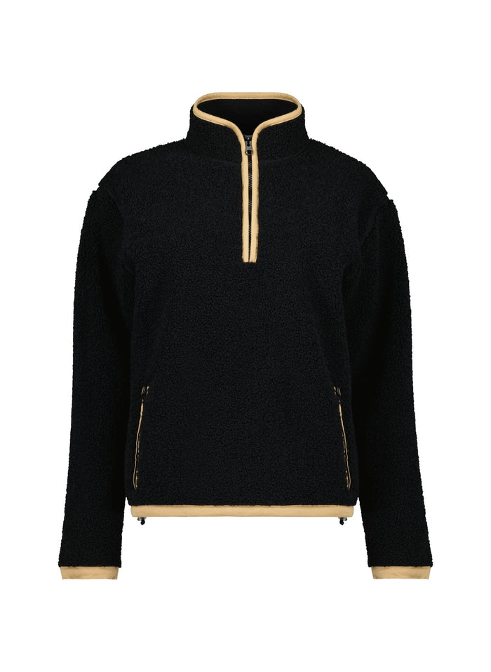 Shelly Quarter Zip Recycled Fleece - Caviar Black Baukjen