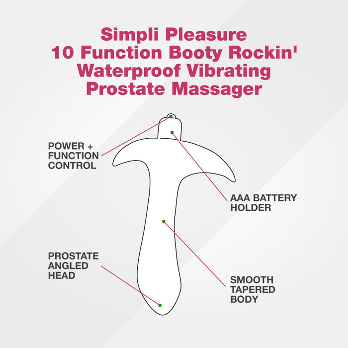 Simpli Pleasure 10 Function Booty Rockin' Waterproof Vibrating Prostate Massager