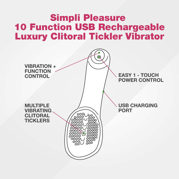Simpli Pleasure 10 Function USB Rechargeable Luxury Clitoral Tickler Vibrator