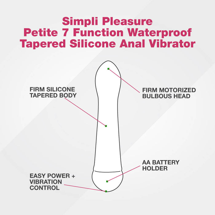 Simpli Pleasure Petite 7 Function Waterproof Tapered Silicone Vibrator