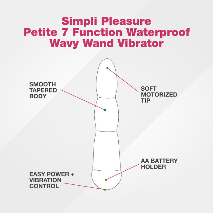 Simpli Pleasure Petite 7 Function Waterproof Wavy Wand Vibrator
