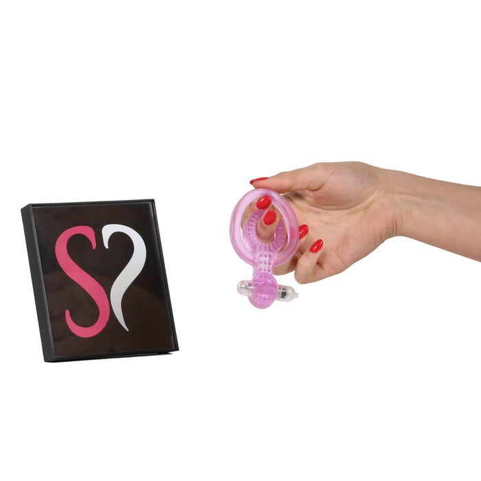 Simpli Pleasure Stretchy Double Cock Ring With Vibrating Clitoral Tickler
