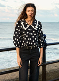 Sosha Printed Collar Detail Blouse - Black Polka Dot Print Baukjen