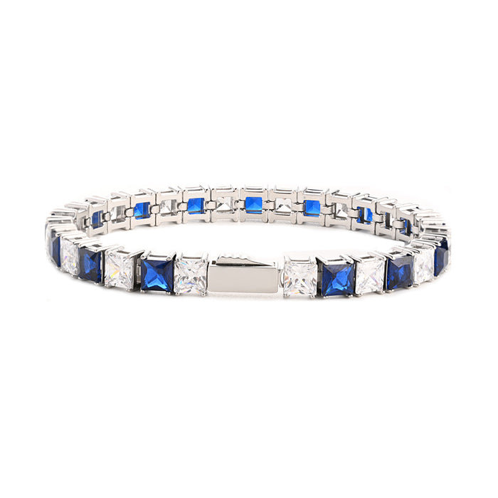 Stainless Steel Tennis Chain Bracelet Square Zircon Light Luxury Jewelry