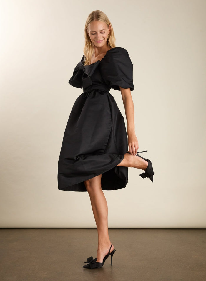 Star Bow Detail Midi Dress - Caviar Black Baukjen
