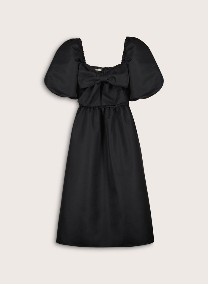 Star Bow Detail Midi Dress - Caviar Black Baukjen