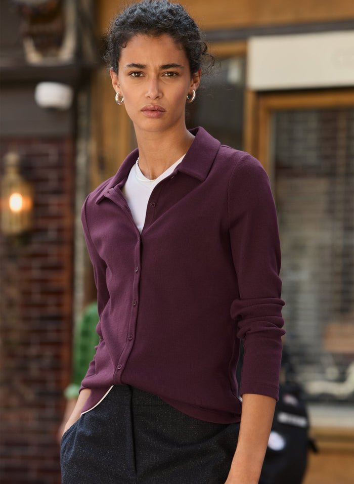 Susan Organic Cotton Button Down Top - Plum Baukjen