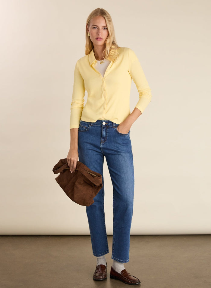 Susan Organic Cotton Button Down Top - Butter Yellow Baukjen