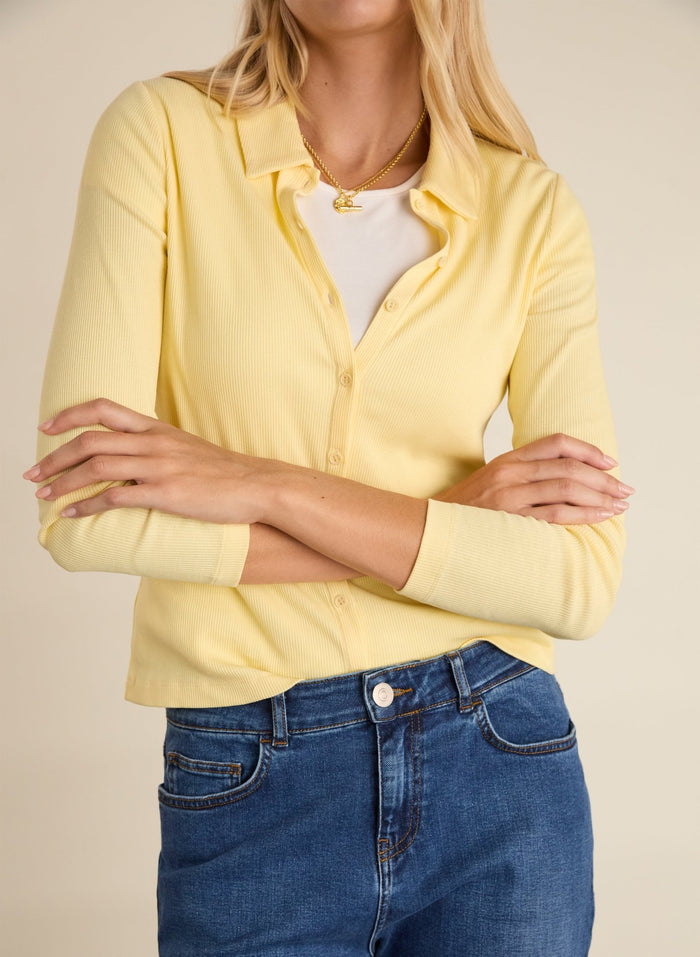 Susan Organic Cotton Button Down Top - Butter Yellow Baukjen