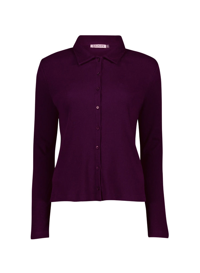 Susan Organic Cotton Button Down Top - Plum Baukjen