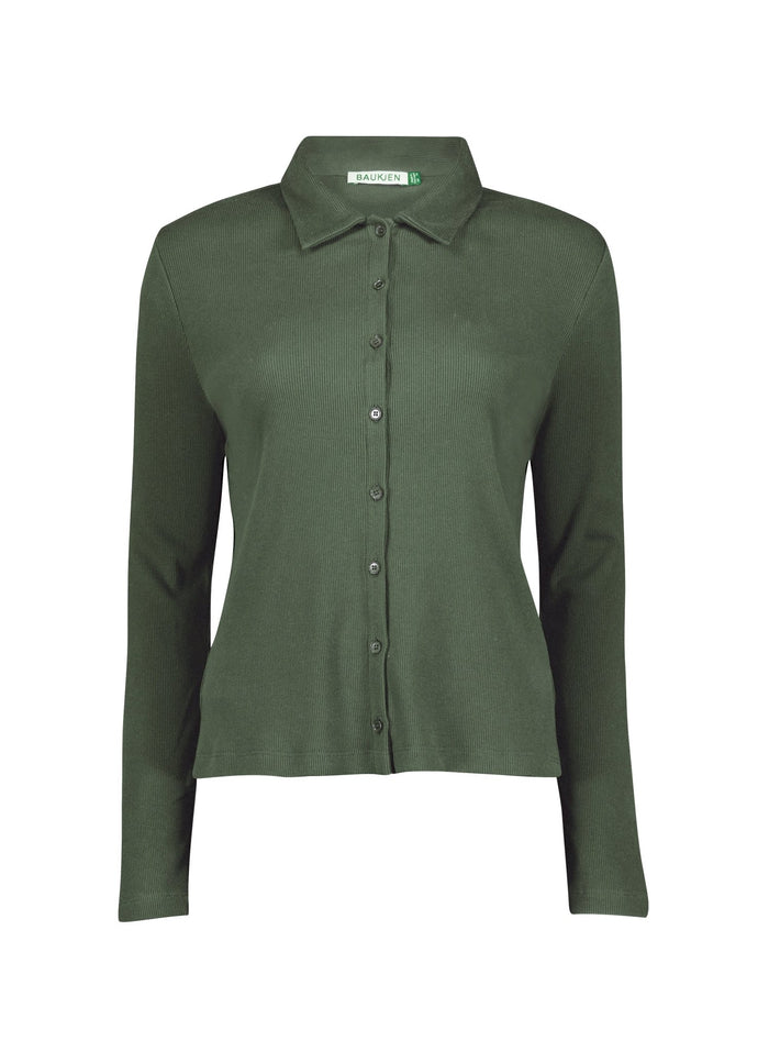Susan Organic Cotton Button Down Top - Light Khaki Baukjen