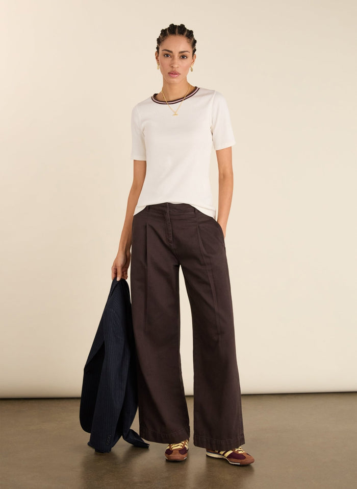 Sylvie Organic Cotton Rib Crew Neck Tee - Cream Baukjen