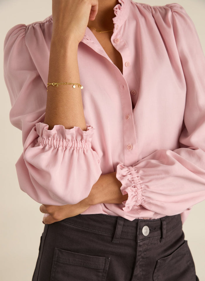 Tara Frill Neck Blouse - Pastel Pink Baukjen