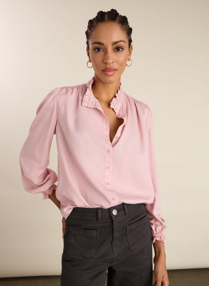 Tara Frill Neck Blouse - Pastel Pink Baukjen