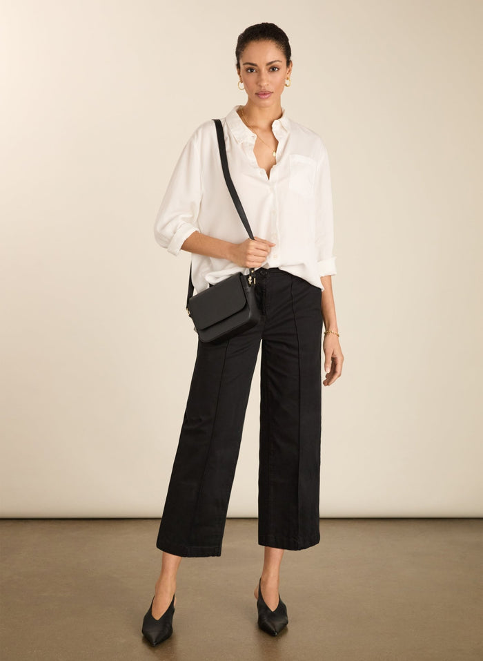Taylor Organic Cotton Cropped Trousers - Caviar Black Baukjen