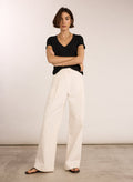 Teresa Organic Cotton Wide Leg Trousers - Soft White Baukjen