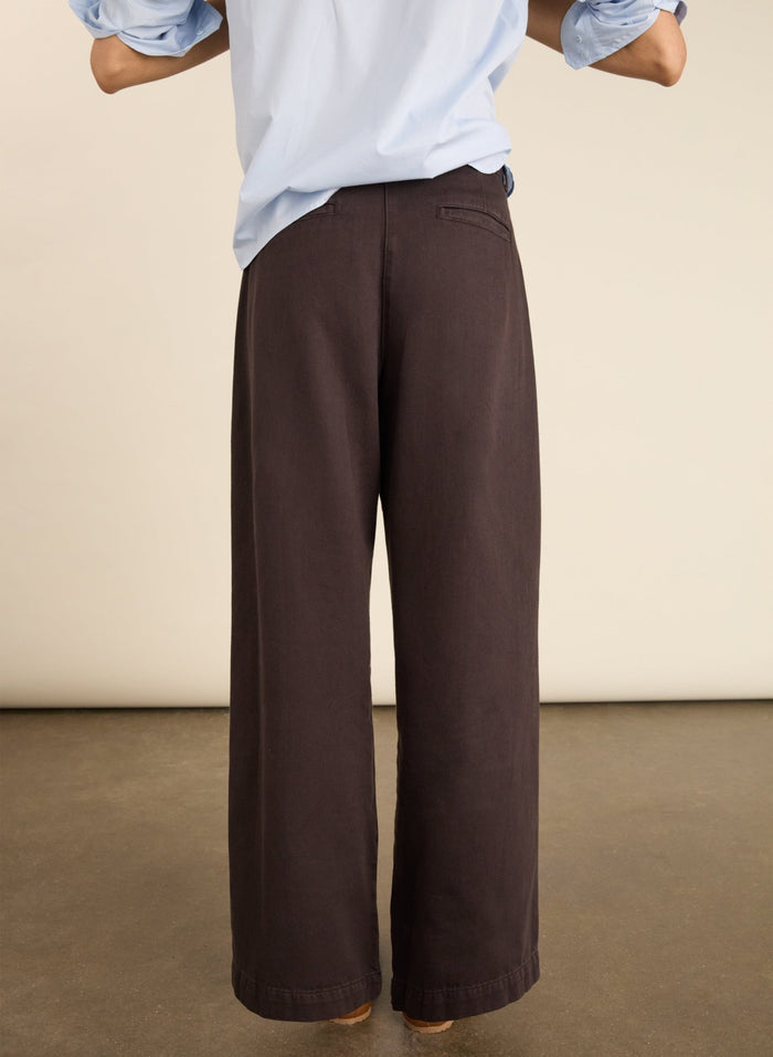Teresa Organic Cotton Wide Leg Trousers - Dark Chocolate Baukjen