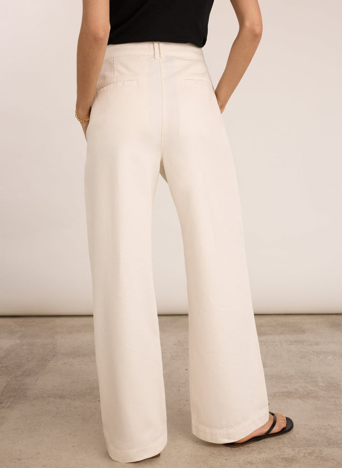 Teresa Organic Cotton Wide Leg Trousers - Soft White Baukjen