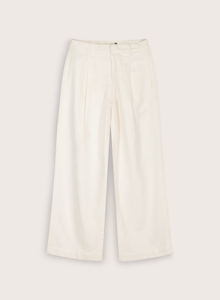 Teresa Organic Cotton Wide Leg Trousers - Soft White Baukjen