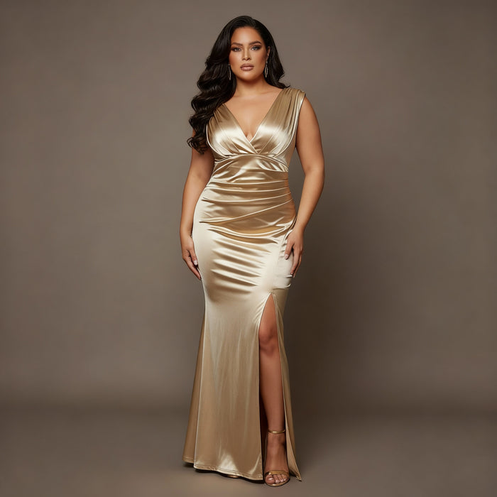 The Giselle Dress Champagne-Gold (Ready to Ship)