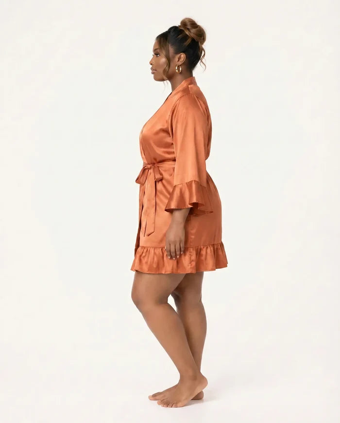 Ruffle Bridal Party Robe in Sienna - Side view
