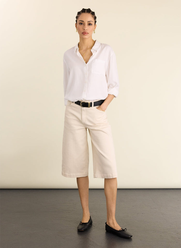Tillie Organic Cotton Stretch Denim Shorts - Ecru Baukjen