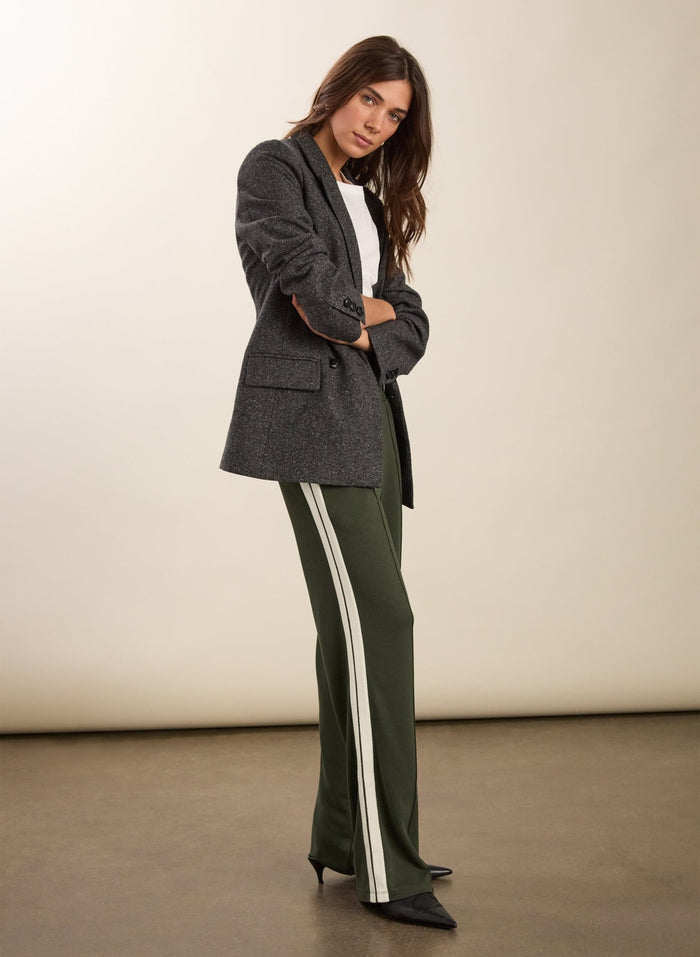 Tippi 2.0 Side Stripe Trousers - Deep Khaki & Cream Stripe Baukjen