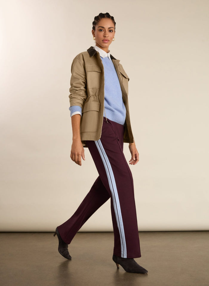 Tippi 2.0 Side Stripe Trousers - Plum & Ice Blue Baukjen
