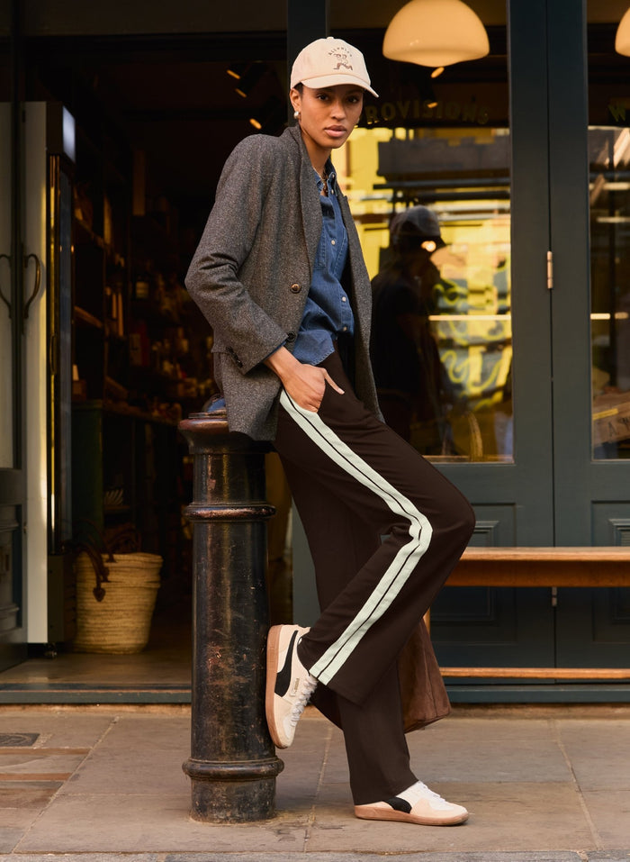 Petite Tippi 2.0 Side Stripe Trousers - Dark Chocolate & Cream Stripe Baukjen