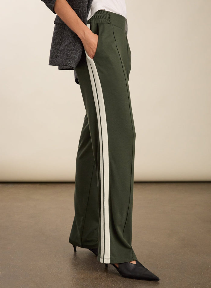 Tippi 2.0 Side Stripe Trousers - Deep Khaki & Cream Stripe Baukjen