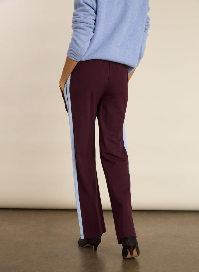 Tippi 2.0 Side Stripe Trousers - Plum & Ice Blue Baukjen
