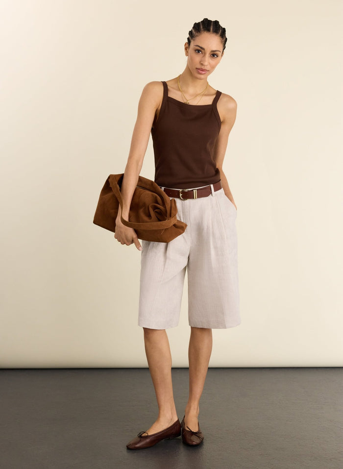 Tobi Long Tailored Linen Shorts - Neutral Baukjen