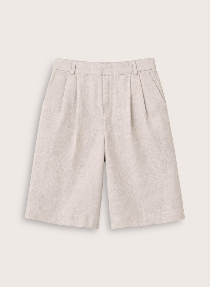 Tobi Long Tailored Linen Shorts - Neutral Baukjen