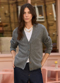 Celine V - neck Wool Blend Cardigan - Grey Marl Baukjen