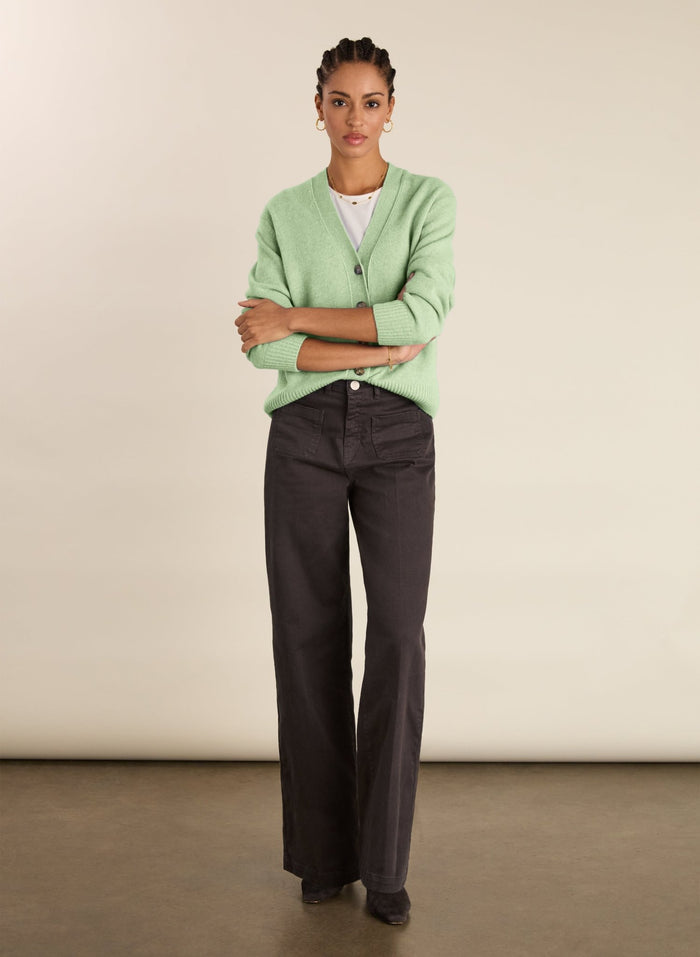 Celine V - neck Wool Blend Cardigan - Mint Baukjen