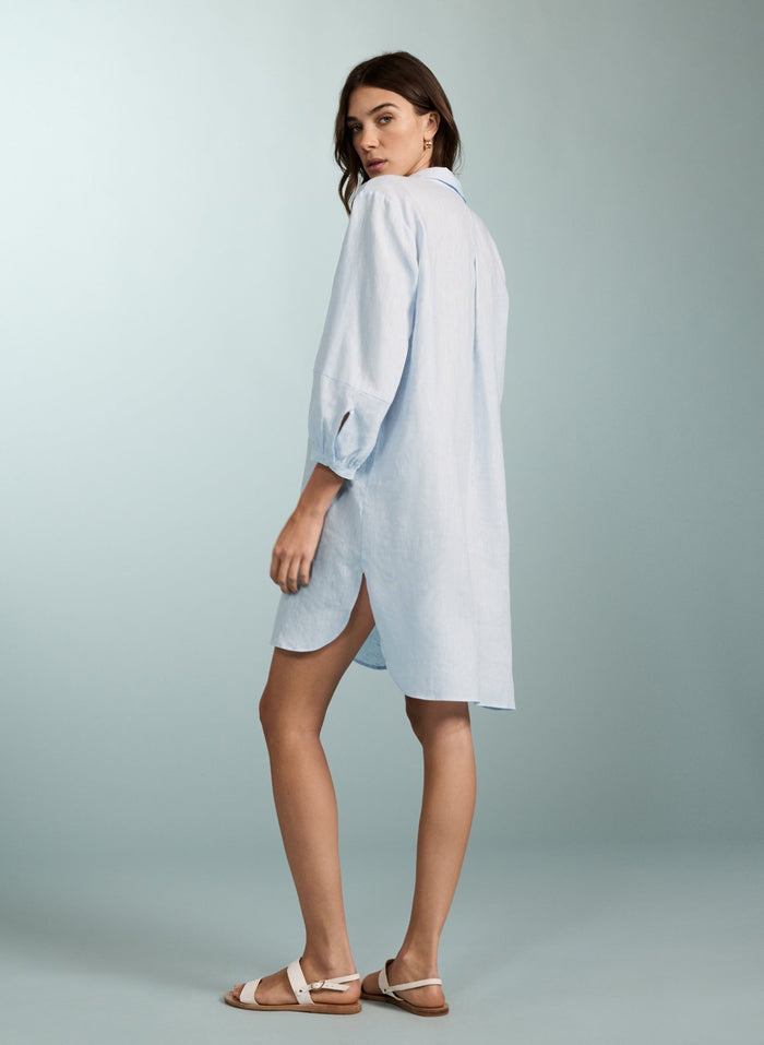 Vanessa Linen Dress - Light Blue Chambray Baukjen