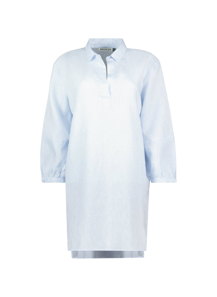 Vanessa Linen Dress - Light Blue Chambray Baukjen