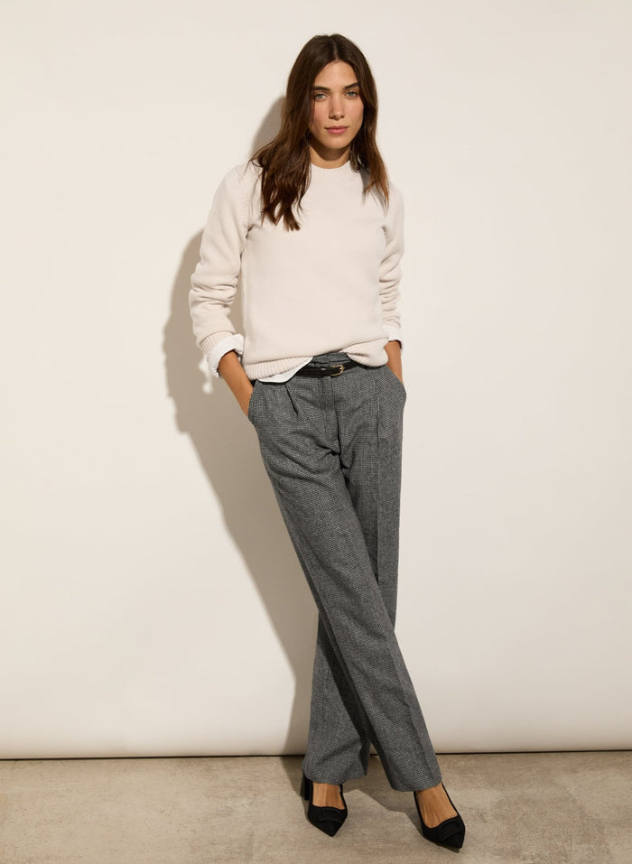 Victoria Recycled Wool Blend Trousers - Black & White Houndstooth Baukjen