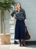 Viola Fit & Flare Denim Skirt - Dark Denim Baukjen