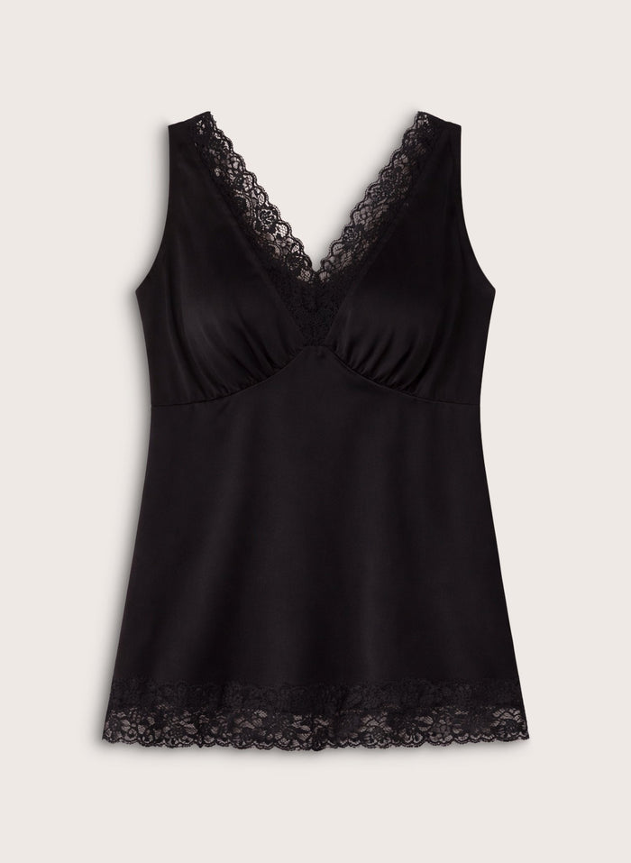 Viola Satin Cami Top - Caviar Black Baukjen