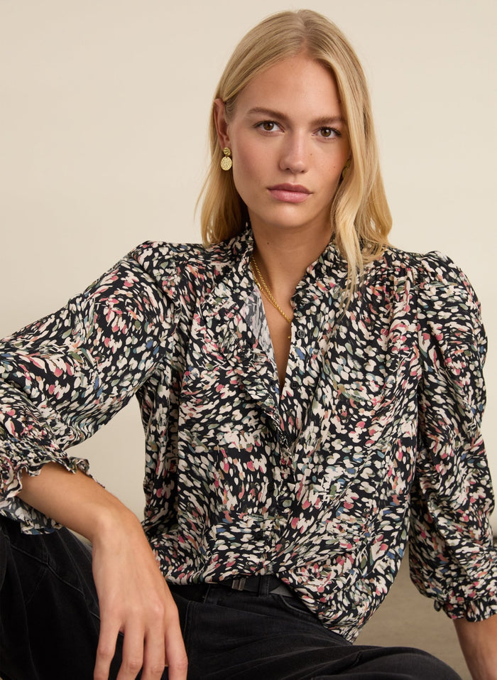 Willow Printed Blouse - Black Whirlpool Baukjen