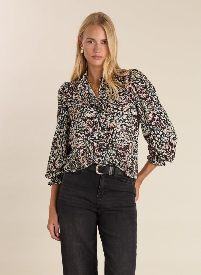 Willow Printed Blouse - Black Whirlpool Baukjen