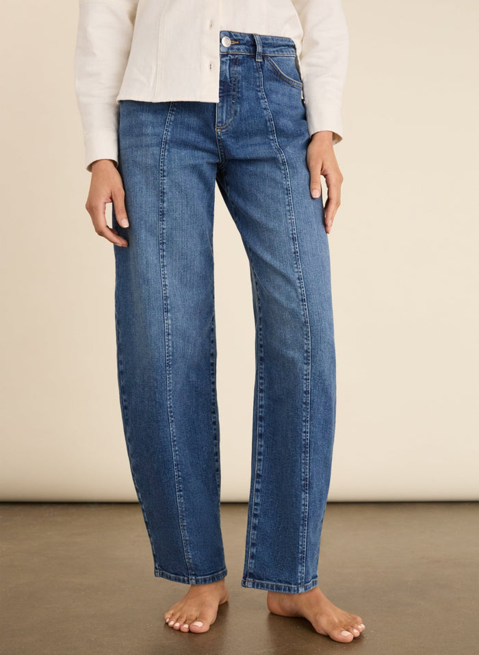 Wyatt Organic Cotton Stretch Denim Barrel Jeans - Washed Indigo Baukjen