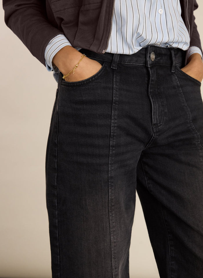 Wyatt Organic Cotton Stretch Denim Barrel Jeans - Washed Black Baukjen