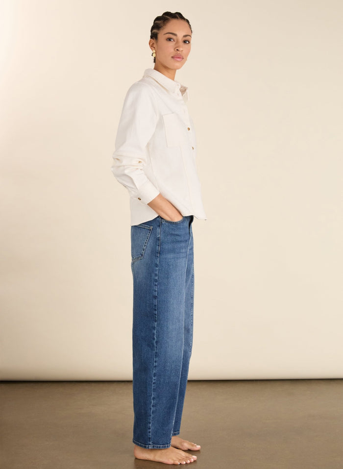 Wyatt Organic Cotton Stretch Denim Barrel Jeans - Washed Indigo Baukjen