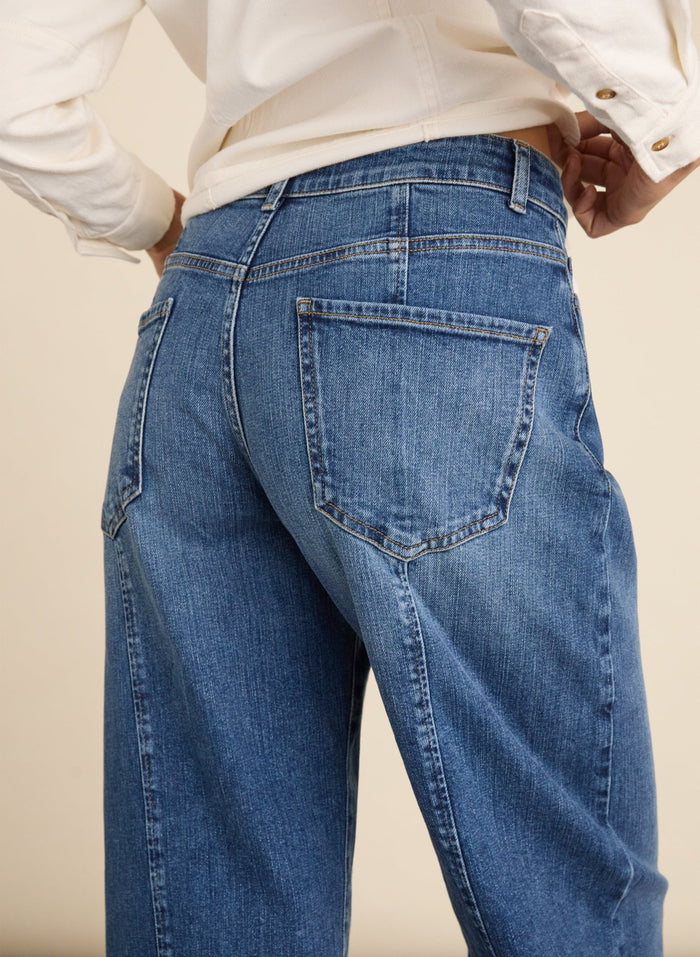 Wyatt Organic Cotton Stretch Denim Barrel Jeans - Washed Indigo Baukjen