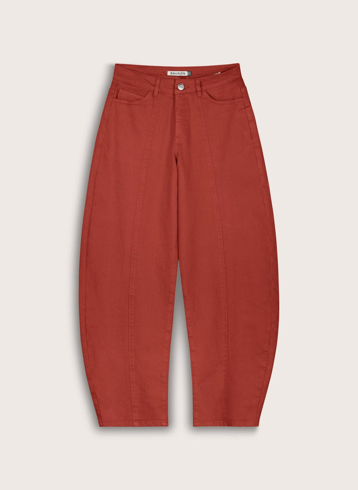 Wyatt Organic Cotton Stretch Denim Barrel Jeans - Terracotta Baukjen