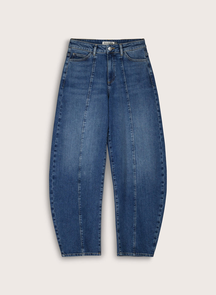 Wyatt Organic Cotton Stretch Denim Barrel Jeans - Washed Indigo Baukjen