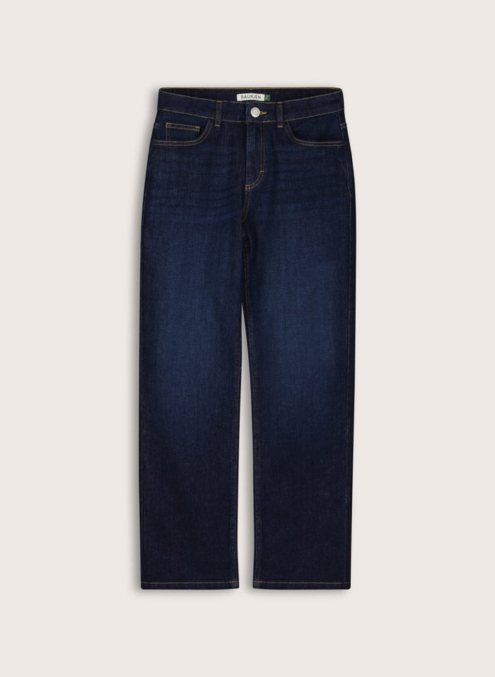 Petite Zenna Organic Cotton Stretch Straight Leg Jeans - Dark Indigo Baukjen