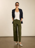 Zenya Organic Cotton Wide Leg Cargo Trousers - Dark Olive Baukjen